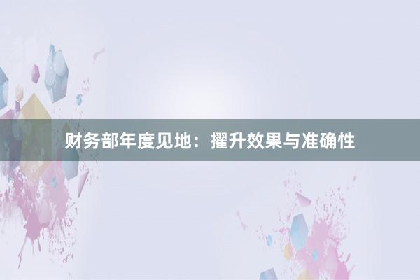 财务部年度见地：擢升效果与准确性