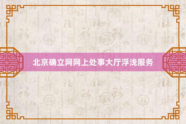 北京确立网网上处事大厅浮浅服务
